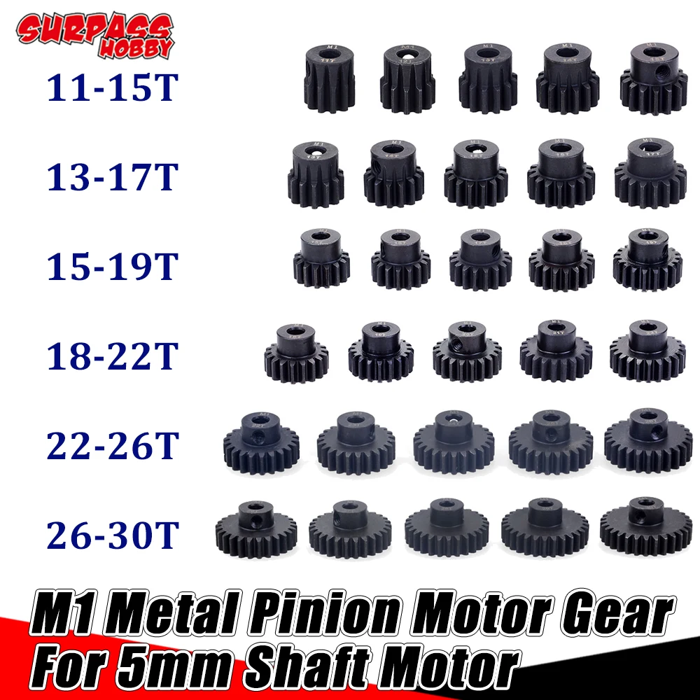 SURPASS HOBBY 5pcs M1 Metal Pinion Motor Gear 5mm Shaft Motors Gears 30T for 1/8 1/10 RC Car Monster Truck Buggy Drift on Road | Игрушки и