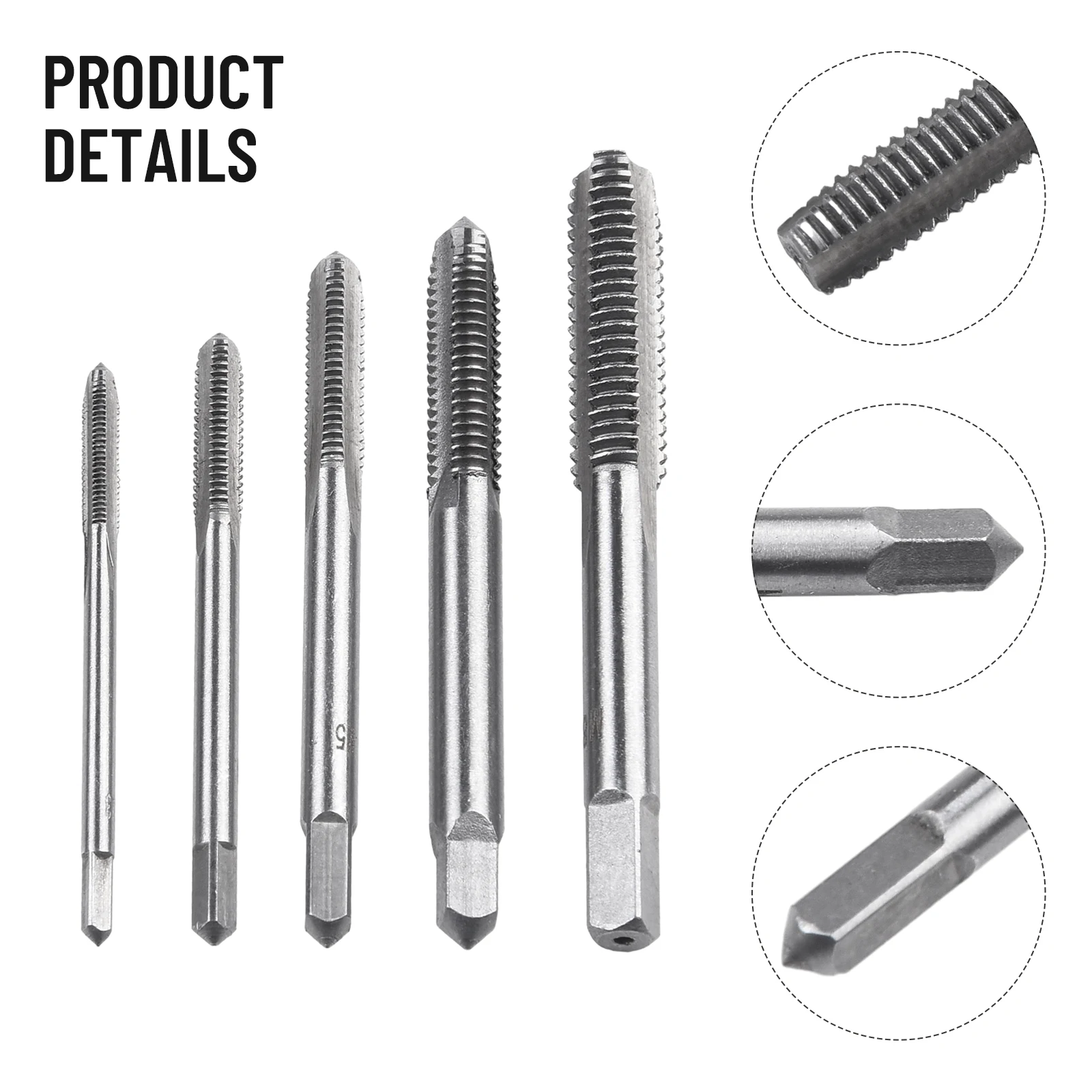 

5PCS/Set Industrial HSS Metric Taper Plug Tap Set Right Hand Thread Tapping Drill Bits M3 M5 M6 M8 Screw Thread Tap Drill