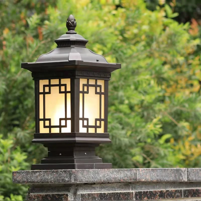 TEMAR 야외 클래식 포스트 램프, 간단한 전기 LED 기둥 조명, 빌라 안뜰 레트로 정원 풍경 방수 