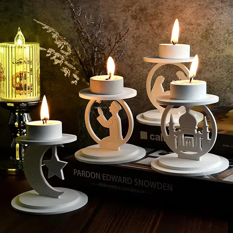 Ramadan Candle Holder Cement Concrete Silicone Mold Eid-Al-Fitr Ornament Gypsum Mould Muslim ‌Home Decoration DIY Handmade Gifts