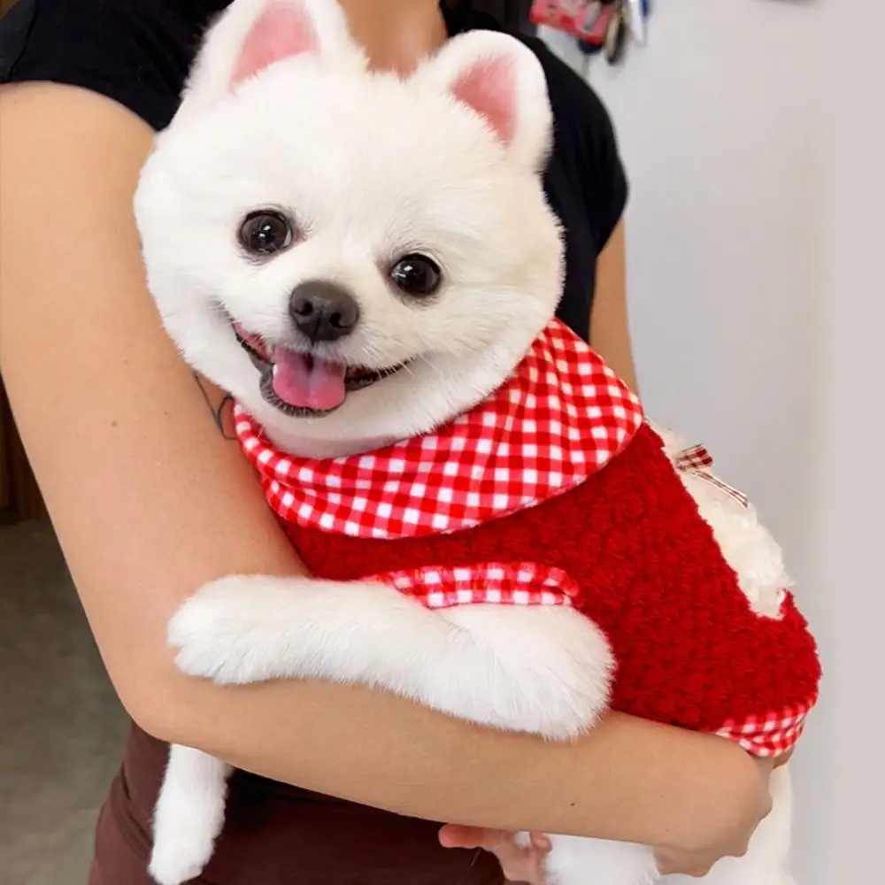 Cute Windproof Winter Dog Clothes Warm Thick Comfortable Dog Jacket Cartoon Pattern Dog Plush Vest for Puppy Dog Cats