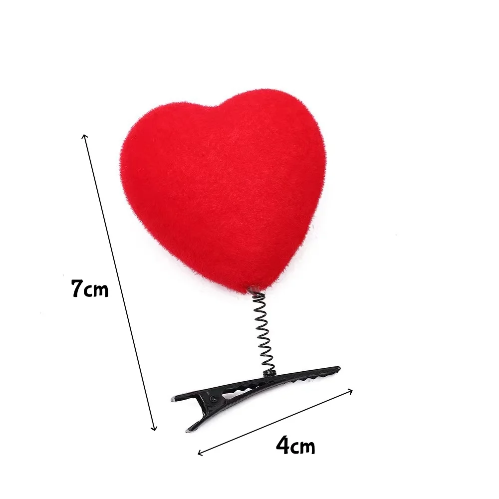 5/10 Stück Herz-Haarspangen 3D Plüsch Herzförmige Haarklammern Modische Entenschnabel-Clips Hochzeit Party Haaraccessoires für Mädchen und Damen – Detail 1