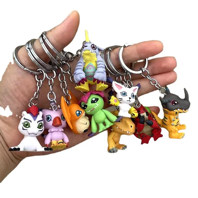 Anime Digimon Adventure Series Agumon and Its Little Partner Piyomon Jewelry Guajian Hanging Drop KeyChain Gifts for Kids 5