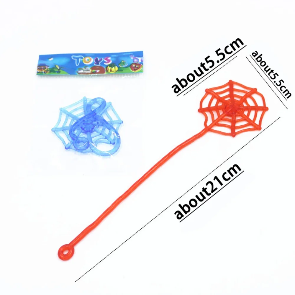 10Pcs Sticky Spider Web Plastic Favor Climbing Tricky Gag Toys Mini Multicolor Elastically Stretchable Spider Web Novelty Toys