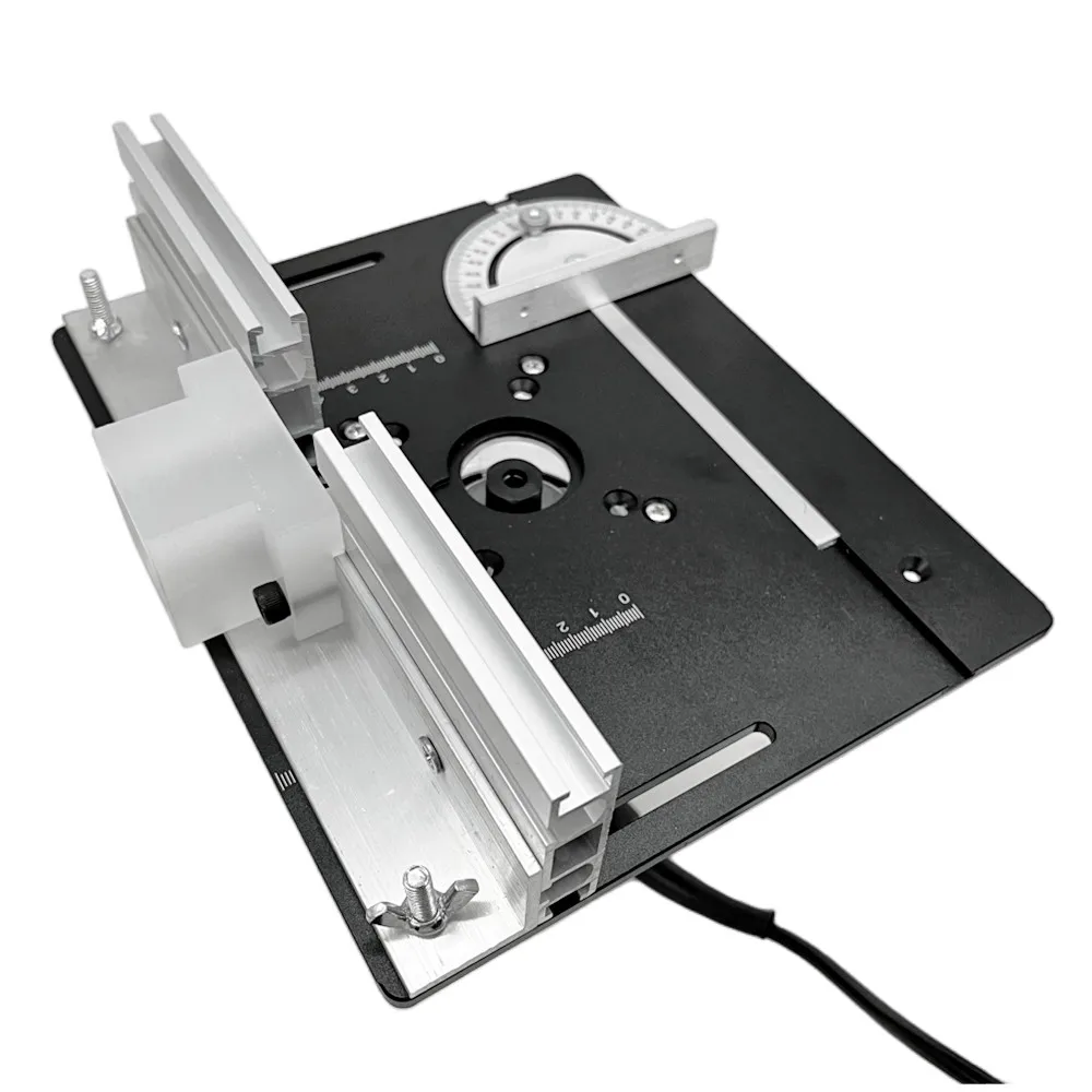 Aluminum Router Table Insert Plate Miter Gauge Guide and Bracket for Woodworking Benches Table Saw Trimming Engraving Machine