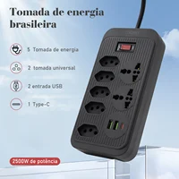Extension Outlet, Line Filter, Power Extension, USB Socket, Plug, Water Plug, Brazil Line Filter, 100-220V,10A 4