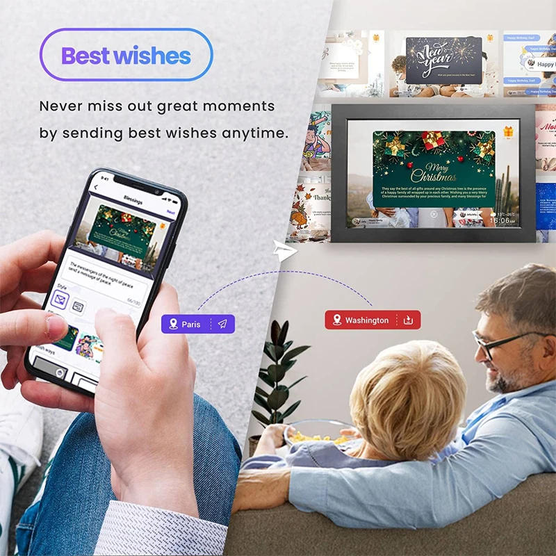 디지털 포토 프레임 10.1인치 32G WiFi 사진 액자 1280x800 HD IPS 터치스크린 자동 회전 사진 크리스마스 선물 장