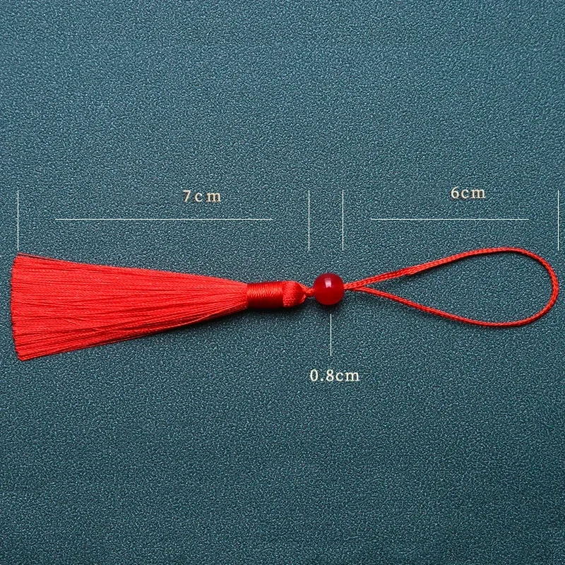 10pcs Tassels for Crafts Silky Handmade Soft Mini Tassels with Jade Beads DIY Jewelry Making Bookmarks Decor