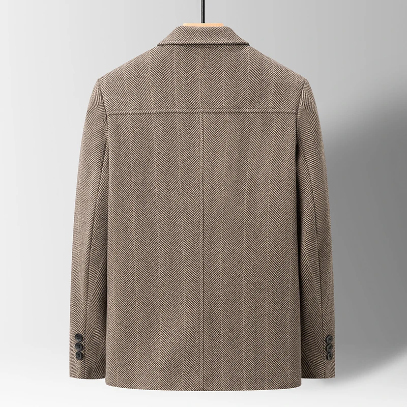 Classic Mens Office Dress Jackets Quality Casual Business Lapel Windbreak Coats Top Autumn Winter Blended Wool Jacket Streetwear 2