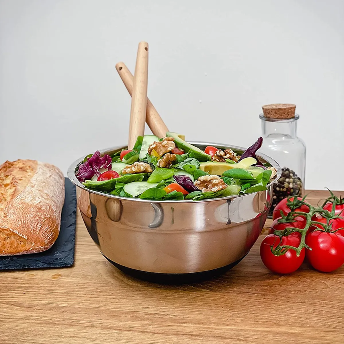 Stainless Steel Mixing Bowls Salad Bowl Non-Slip Stackable Serving Bowl with Airtight Lids for Kitchen Cooking Baking,Et mixing bowls