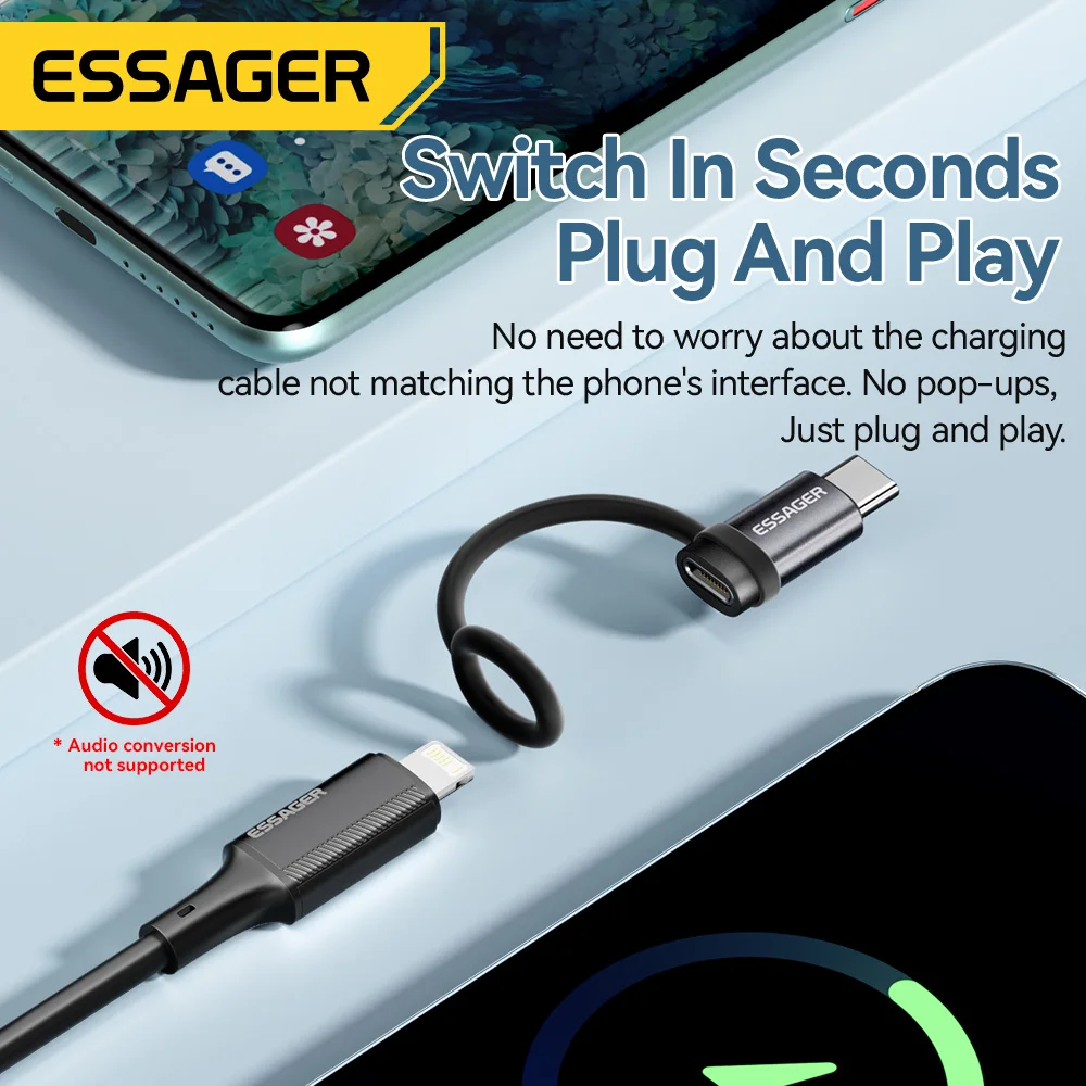 Essager Lightning to USB-C 3A Fast Charging OTG Adapter