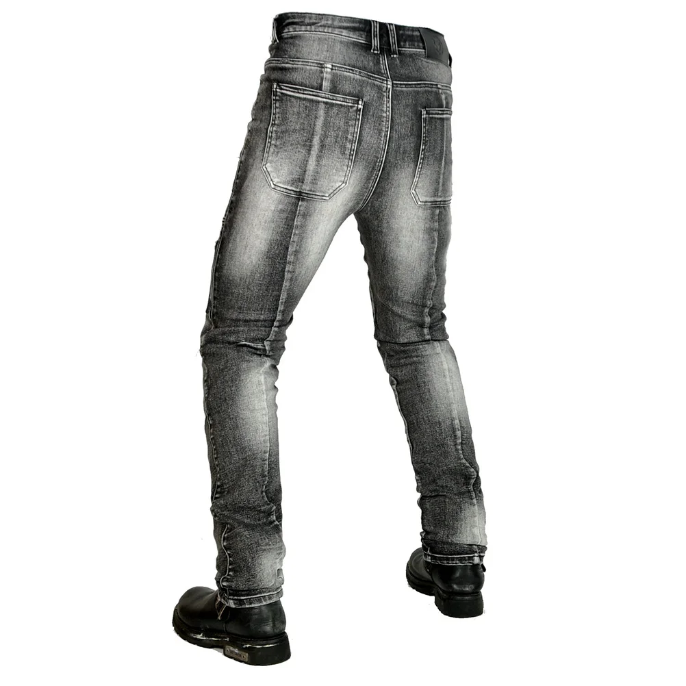 남성용 오프로드 모토크로스 레이싱 보호 바지 CE 아머 실리콘 멀티 포켓 작업복 레트로 오토바이 라이딩 청바지 안티폴