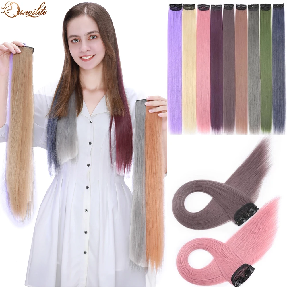 S-noilite Synthetic 1Pack Long Multi-colors Straight Clip In Hair Extensions Colored Party Highlights Hairpiece For Girls Party 10pcs lot vintage retro colored blank pearl paper envelopes wedding party invitation envelope greeting cards gift 175mm x 125mm