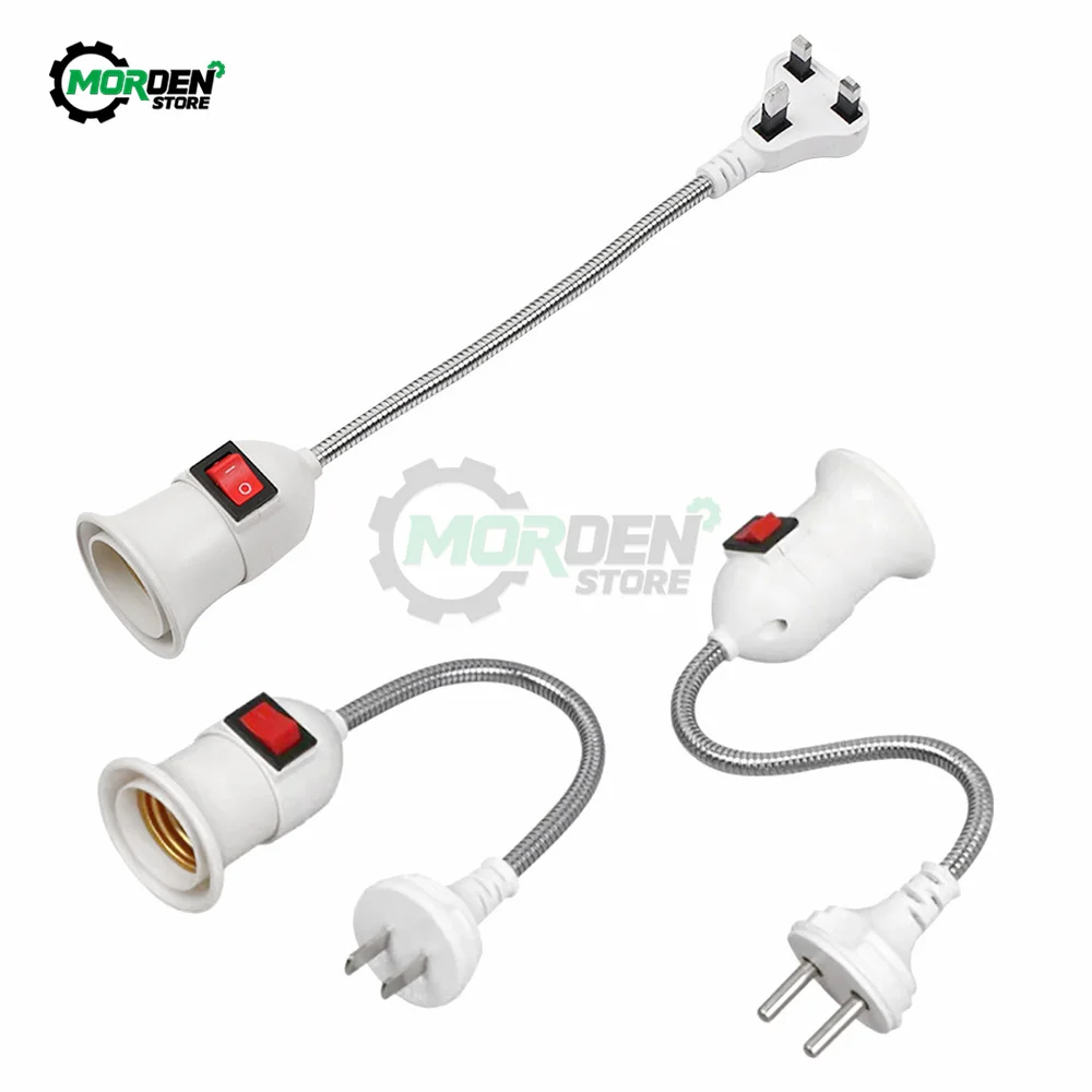 EU/US/UK Plug E27 Lamp Base lamp bulb holder lamp holder lamp base socket converter lamp socket adapter Wall Flexible Holder Light Socket Converter Bases On/Off Book light Adapter Plug Switch