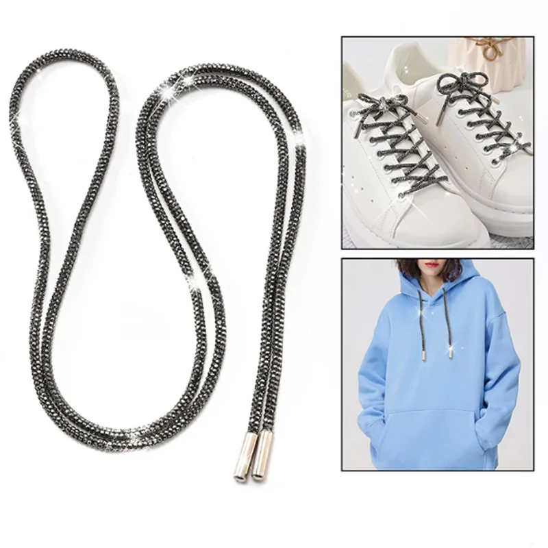Rhinestone Shoe Lace 1 Pc 120cm Diamond ShoeLace Bright String Cross Braiding Strap DIY Drawstring