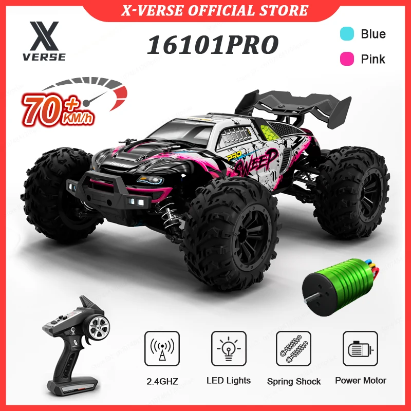 

1:16 RC Car with LED 50KM/H Or 70KM/H High Speed 2.4G Brush Or Brushless 4WD Remote Control Car Off Road 4x4 RC Toys for Kids