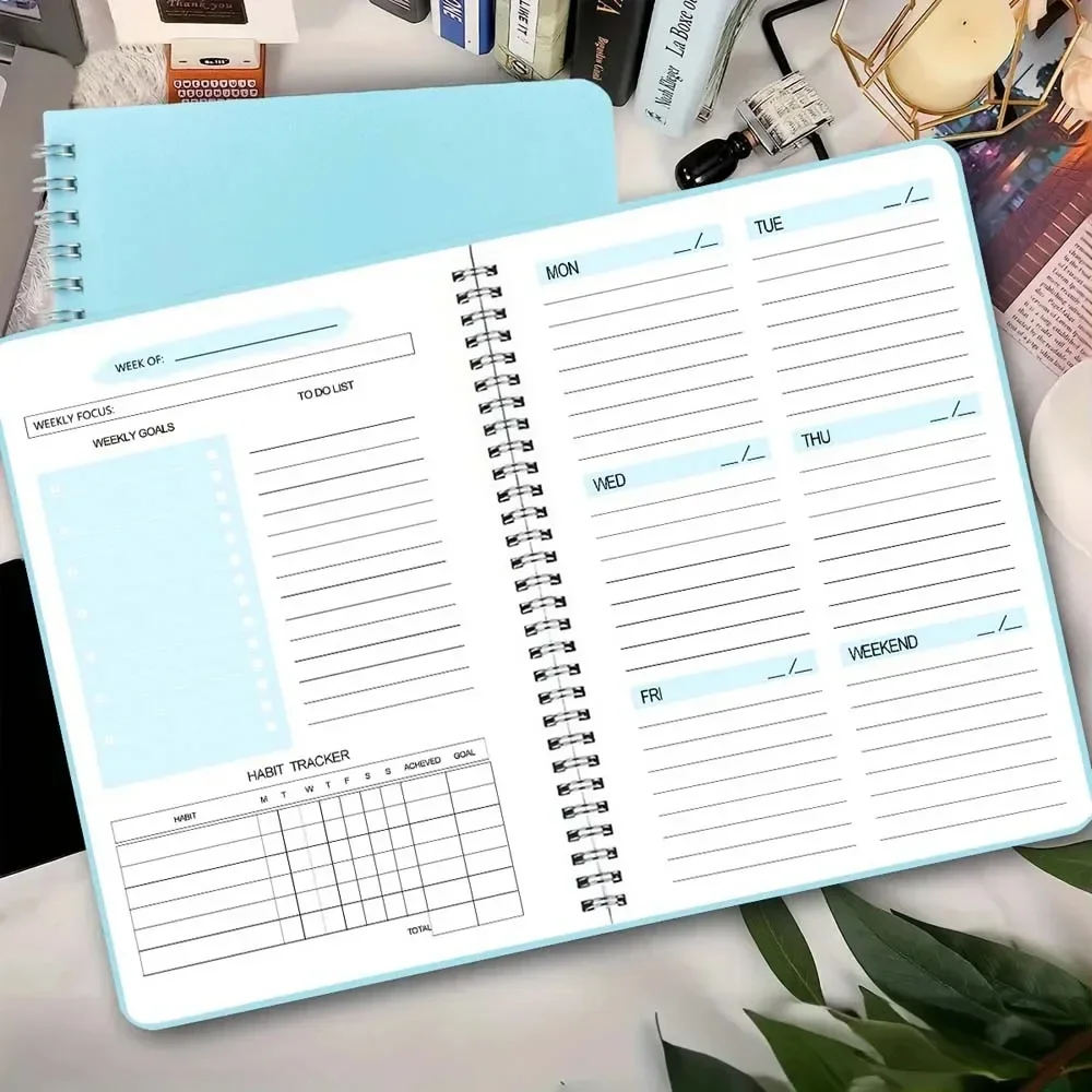 Agenda Settimanale A5 con Spirale, Planner Giornaliero Semplice ed Elegante, Taccuino Portatile per Studio, Scuola, Ufficio, Appunti, Budget, Planner Mensile - immagine 6