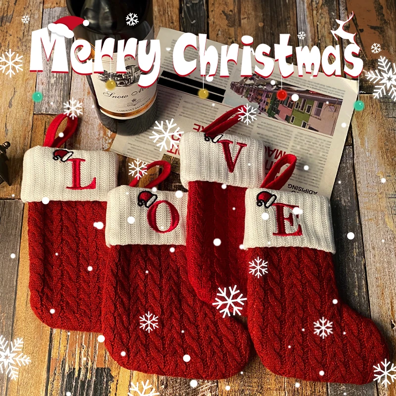 Christmas Decoration Decorative Letters Christmas Boots Stocking Gift Bag Tree Hanging Pendant New Year Deco christmas gift bags gift bags christmas stockings