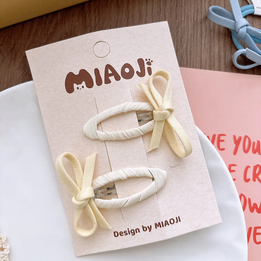 Sweet Candy Color Fabric Bow Children's Bb Clip Hairline Bangs Hairpin Rubber Band Headwear Girls Kids Hair Accessories