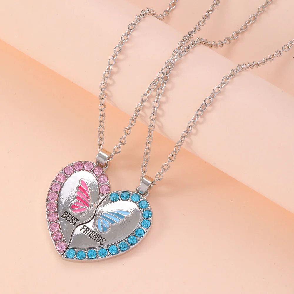 Best Friends Pendant Necklace For Woman Girls Magnetism Sequin Couple Crystal Chain Choke BFF Friendship Forever Jewelry Gift 5