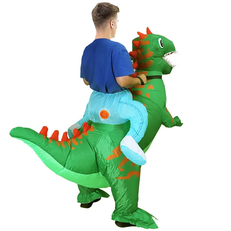 Halloween Party Dinosaur Inflatable Costume Mounts Funny Tyrannosaurus Rex Inflatable Parent-child Game Mascot Doll Costume