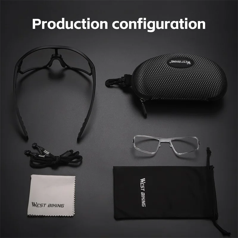 WEST BIKING Photochromic Cycling Glasses Men Women Sunglasses TR90 Frame MTB Road Bike Windproof Goggles Running Fishing Glasses