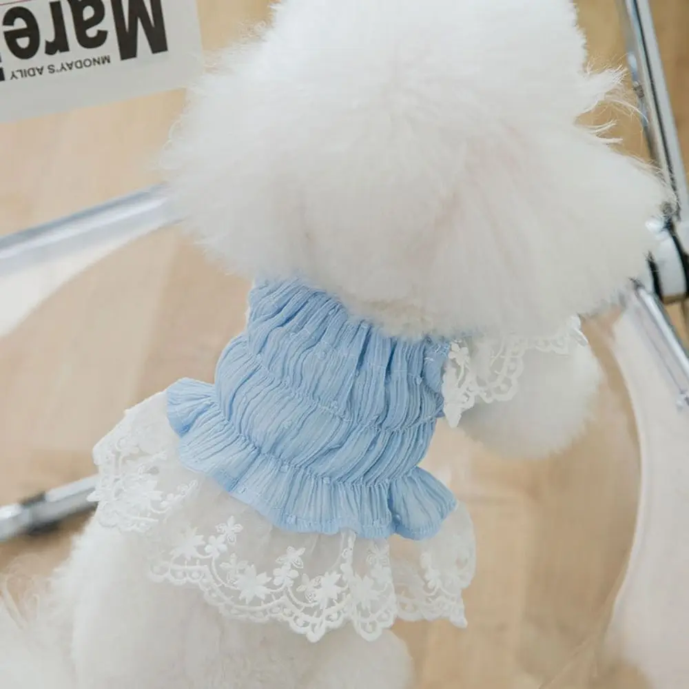 

Breathable Puppy Lace Princess Skirt Dog Sling Dress Lace Summer Dog Suspender Skirt Chiffon Yellow/Blue Summer Cat Skirt Cats