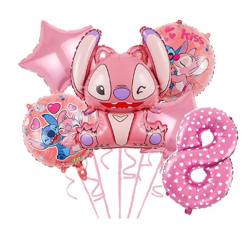 Inflated Pink Lilo and Stitch Birthday Ballon Decorations for Kids