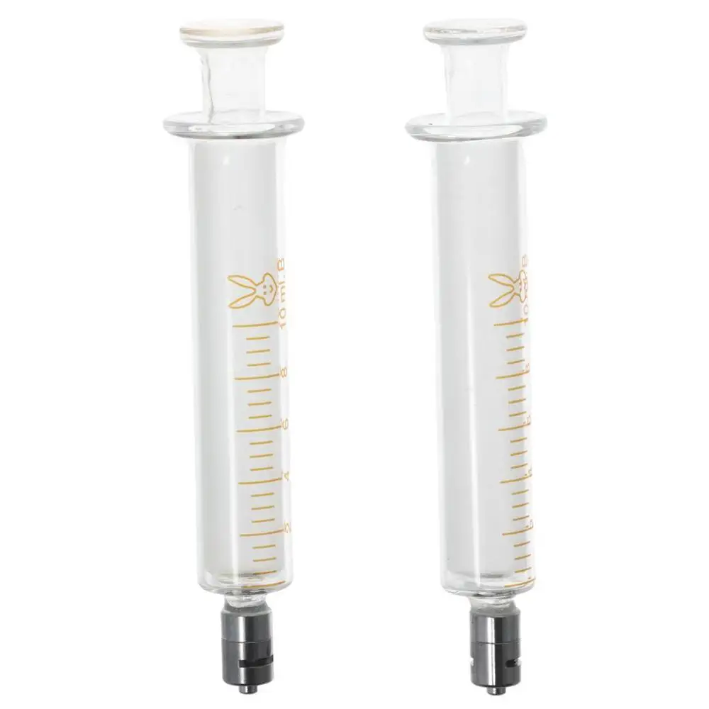 Glass Syringe 10 mL Capacity 2 Pack Metal Luer Lock with No Needle