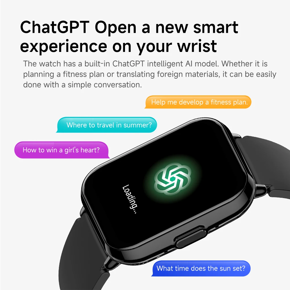 KUMI M2 Smart Watch 1.83" HD Screen ChatGPT 100+ AI Watch Faces Bluetooth Calling 100+ Sports Modes Health Monitoring 2ATM 3