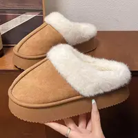 Women's Winter Fluffy Slippers Fur House Slippers For Women Platform Furry Living Room Shoes Female Thick Warm Floor Sandals 1