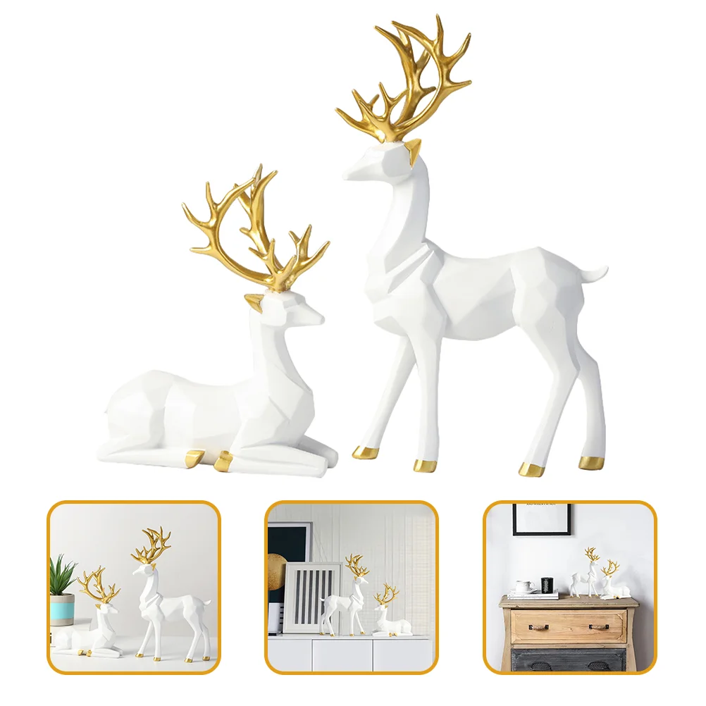 

Gold Table Decor Origami Elk Ornaments Statues Home Animal Decorative Objects White Deer Figurine Christmas Decoration