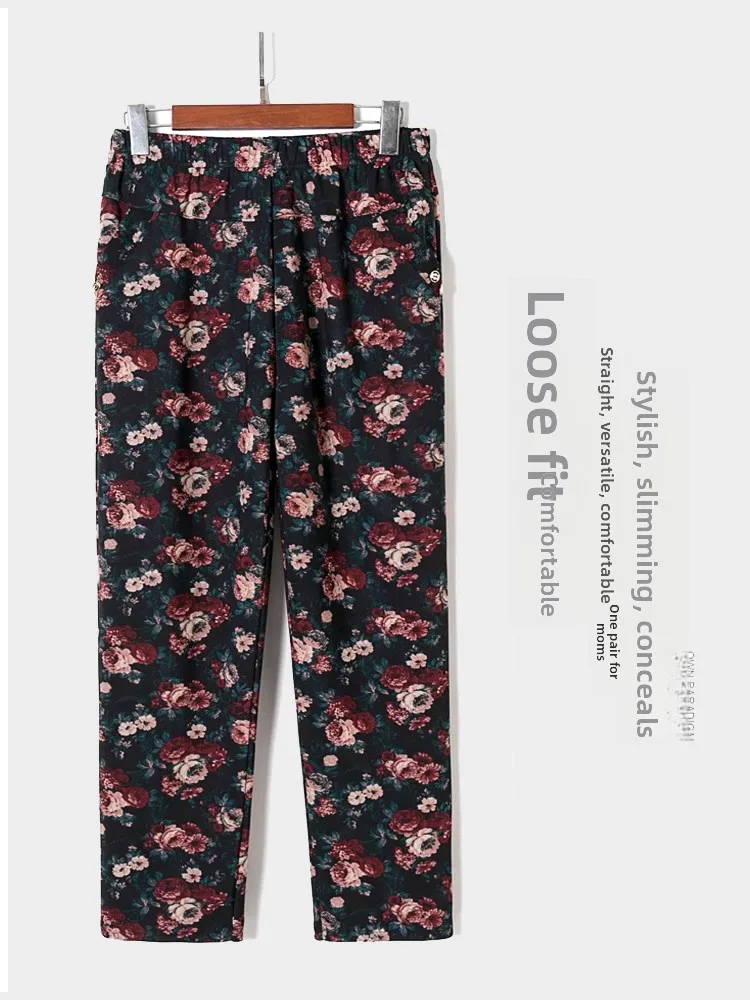 Warm Fce Lined Straight Leg Pants for Middle Aged And ly Women Loose Fit Faionable Long Trousers Mom Jeans