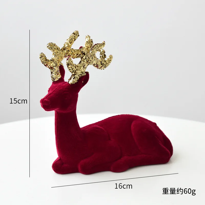 2025 Christmas Elk Ornament Christmas Tree Ornament Flashing Powder Wine Red Flocking Deer Home Christmas Party Ornament