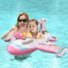 Swimbobo Pink Outdoor Summer Water Gun Play Plane Inflatable Kids Seat Float Baby Swim Ring for Children With Canopy 1