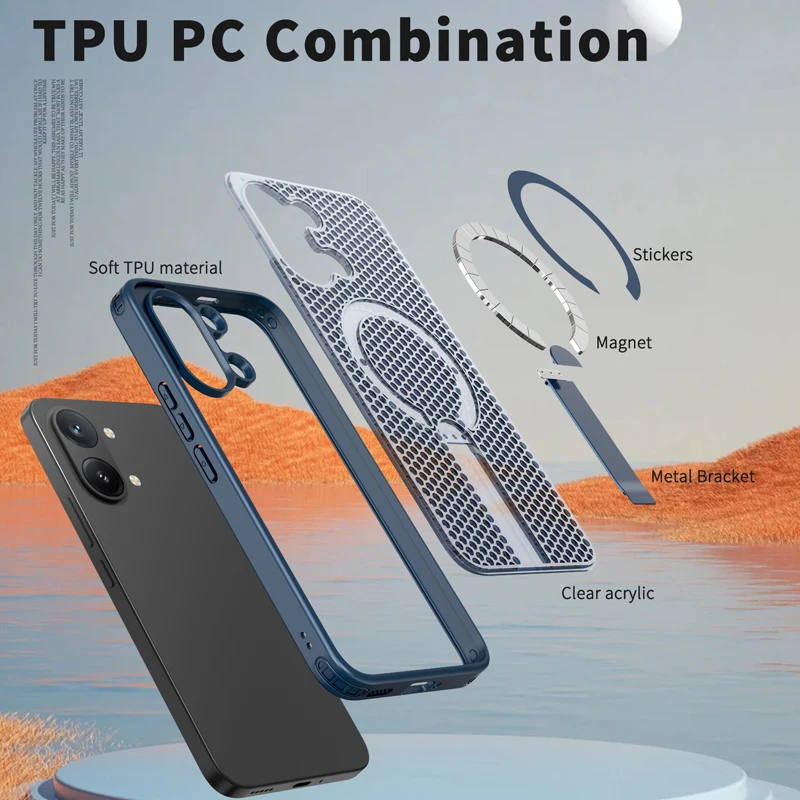 Enhanced Magnetic Heat Dissipation Phone Case with Holder - Hard PC Cover by ELVEV