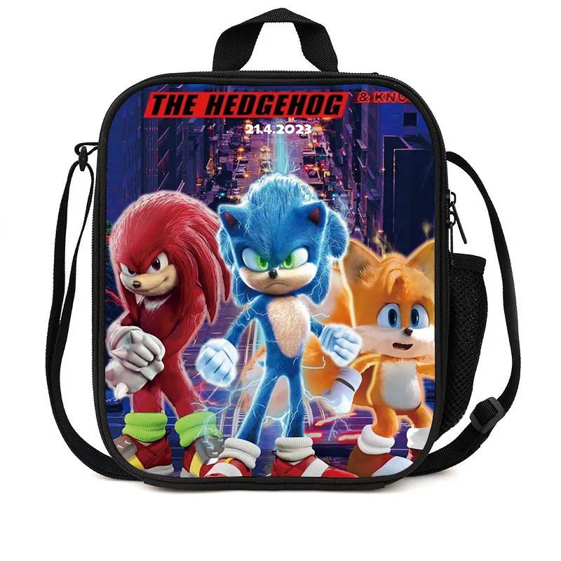 Portable Sonic Cartoon Lunch Box Multi-functional Lunch Bag With Handle And  Adjustable Strap For School Office Work Picnic