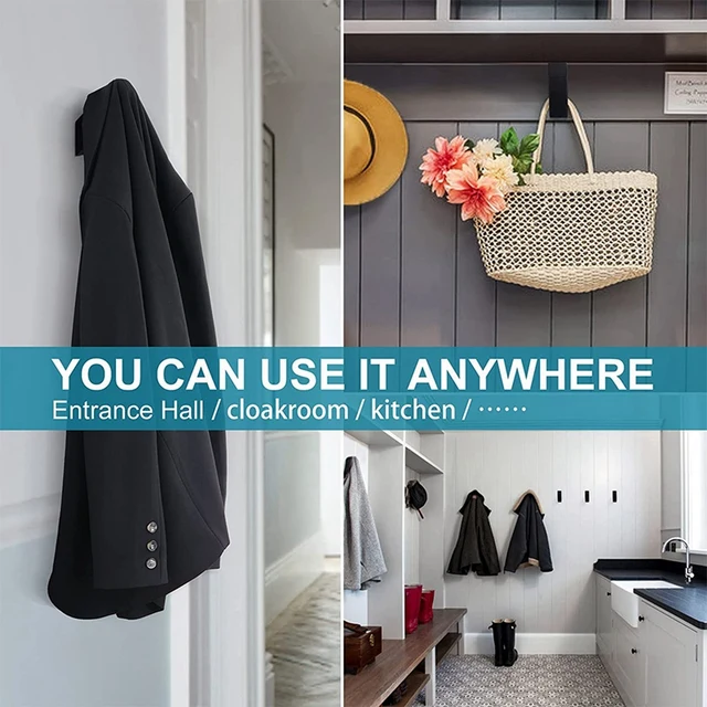 6Db Matt Fekete Törülközőhorog A Fürdőszoba Nappali Szálloda Falra Szerelt Horgok Rozsdamentes Acél Kabát Köpeny - Image 6