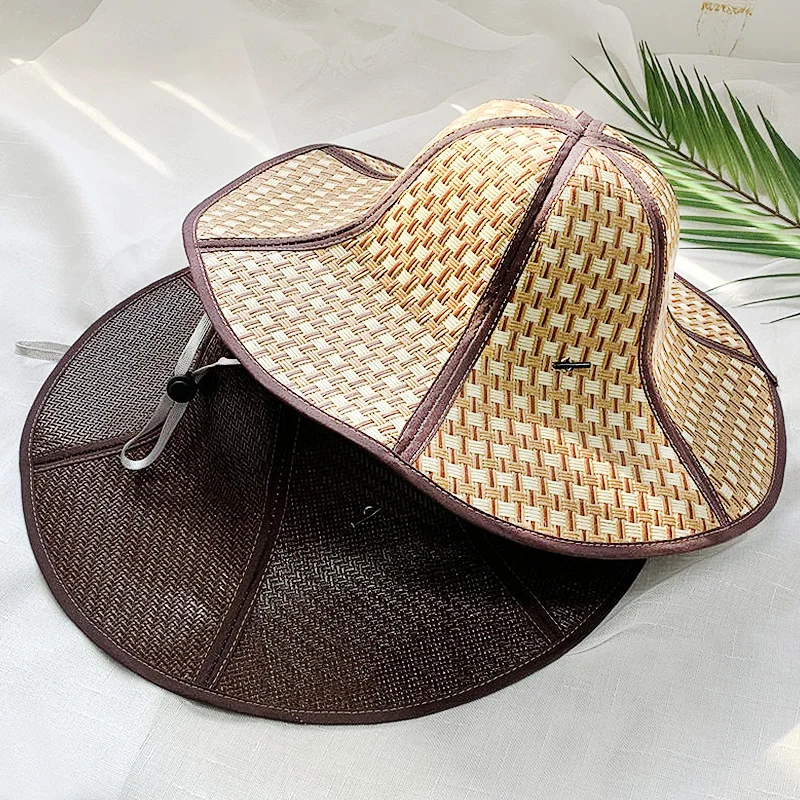 

Straw Hat For Women Men Summer Wide Brim Hat Breathable Fisherman Sun Hat Portable Folding Anti-ultraviolet Camping Panama Cap