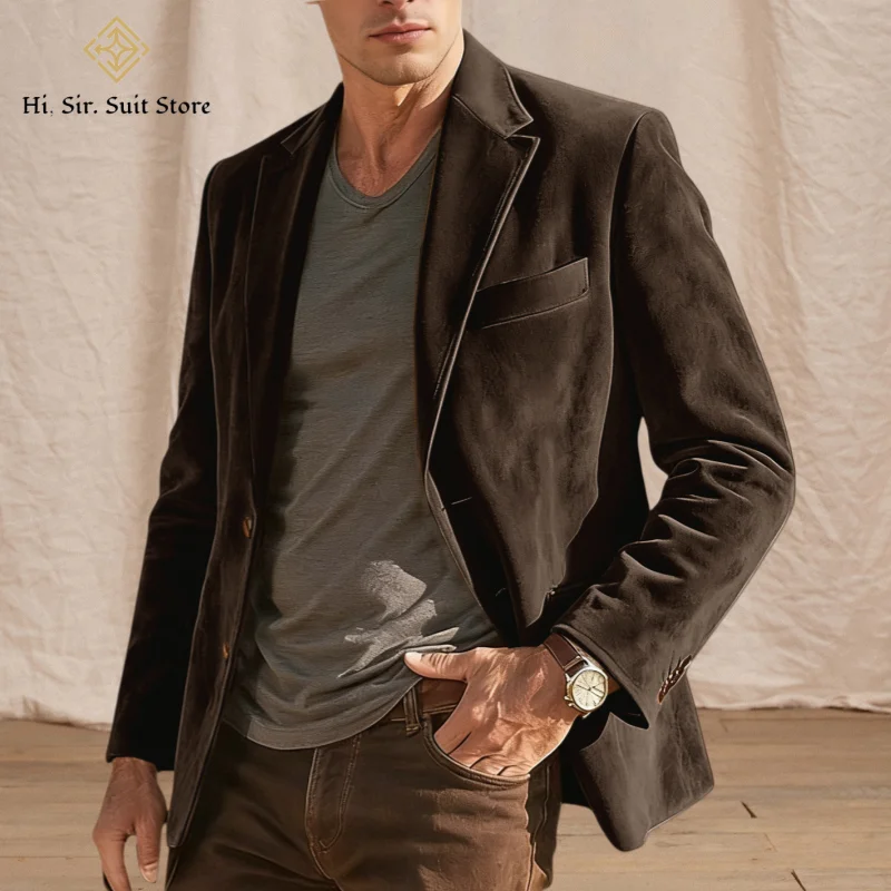Suede Jacket for Men Premium Suede Leather Bomber Jackets Trucker Coat for Mens Hunting Jacket Lapel Collar Casual Sport Blazer
