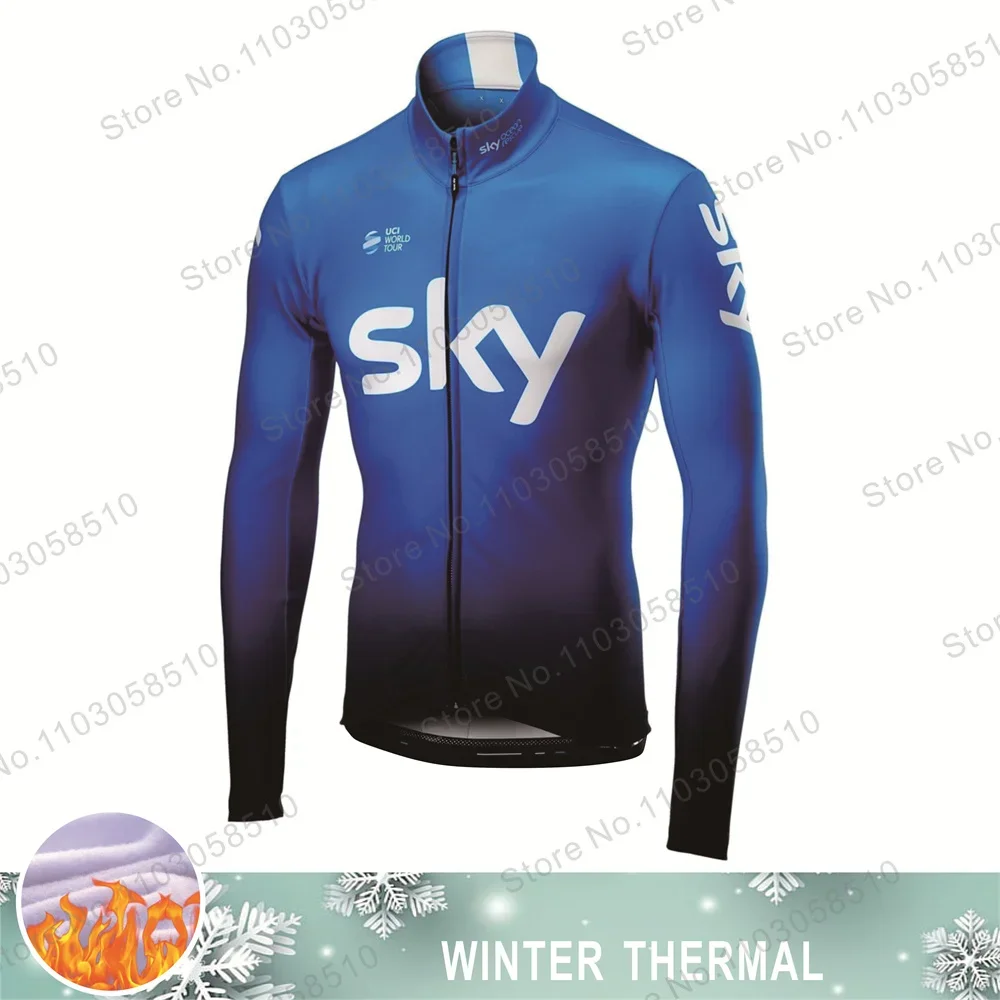 thumbnail image 1 of INEOS SKY Cycling Wear Chaqueta térmica de polar para ciclismo para hombre, ropa de invierno para ciclismo, camisetas de manga larga para ciclismo de carretera, camisetas de lana, 1 of 5