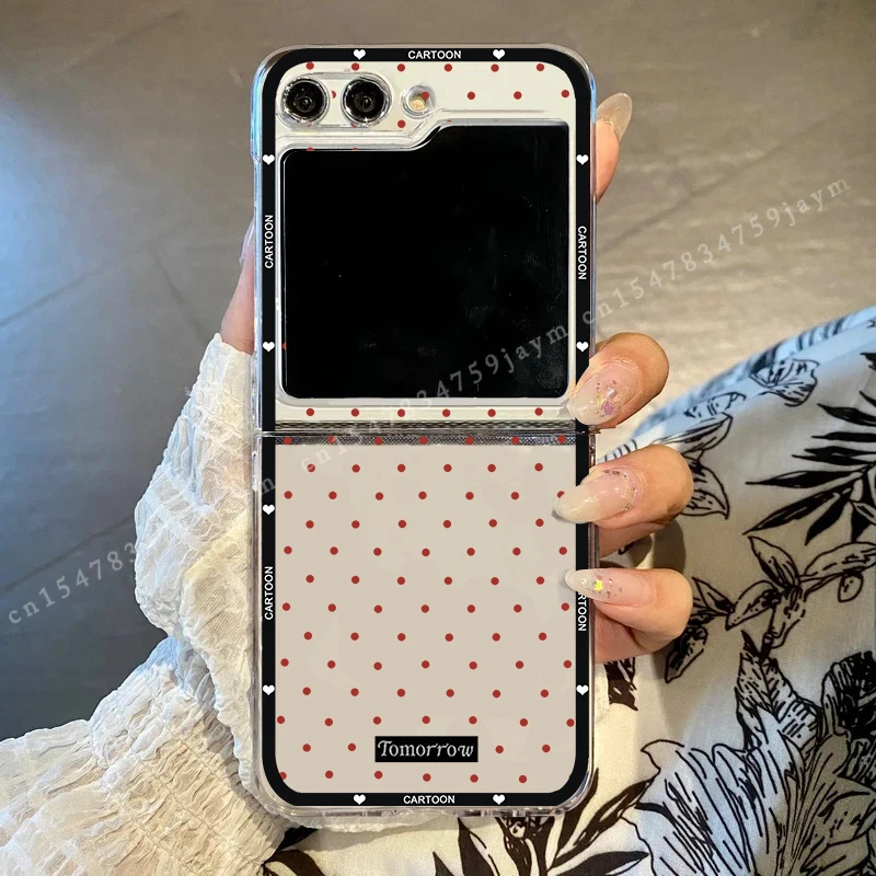 Chic Korean Polka Dot Clear Hard Folding Phone Case - Fresh & Lovely Design