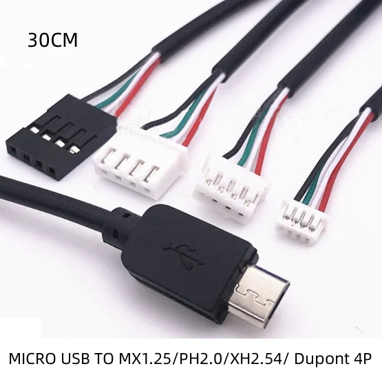 

MICRO USB data cable USB Male to MX1.25/PH2.0/XH2.54/ DuPont 4P Android touch screen terminal cable