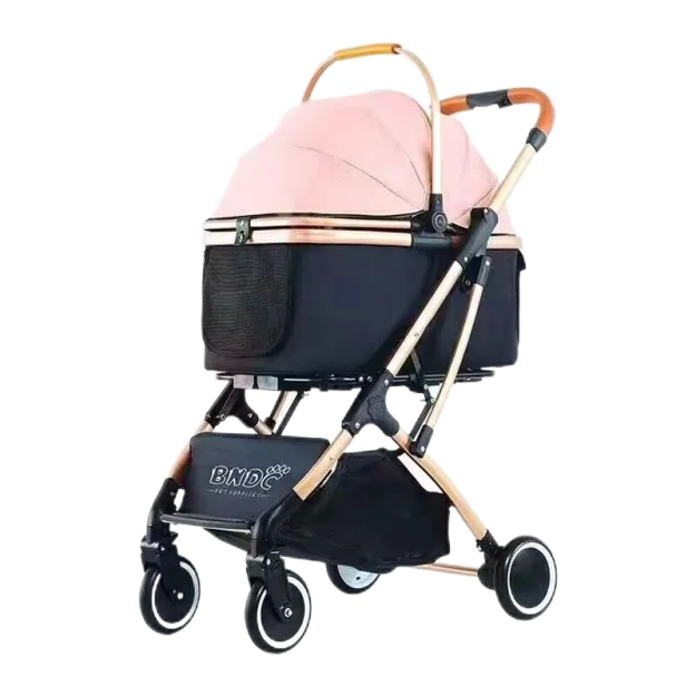 

Portable Wholesale Cat Dog Stroller With Storage Basket Foldable Lightweight Carrier Trolley Jogging Pet Travel Outdoors