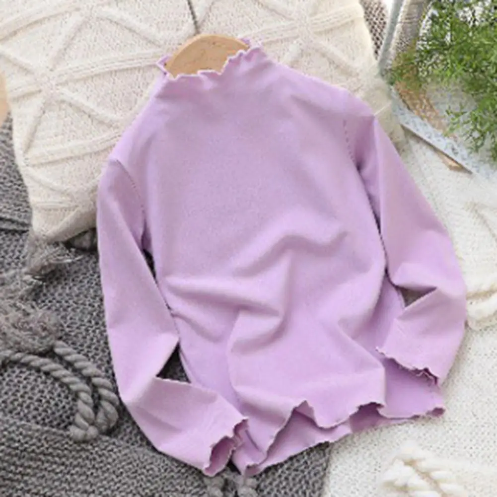 Kids Warm Winter Clothing Cozy Flounce Half-high Collar Girls Sweatshirt for Toddlers 3-8 Years Old Soft Slim Fit Long Sleeves