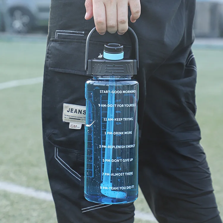 Large Motivational BPA-Free Water Bottle with Straw for School, Gym, and Sports - 3 Liter Capacity