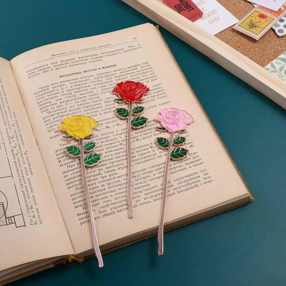 1pc Kawaii Cat Bird Rose Alloy Bookmark Cute Coloring Embossing Book Mark Page Folder Office School Supplies Stationery metal bookmark animal bookmark bookmarks stationery supplies paper bookmark