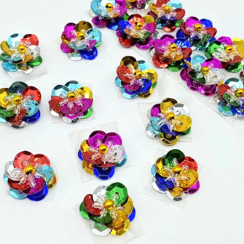 18mm Sequin Flowers Handmade Sewing Flat Back Patches DIY Wedding Crafts Shoes Bags Garment Accessory Matte 10pcs sequin embroidery accessories,sequin sewing accessories,sequins for crafts,sequins accessories