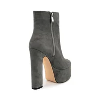 Women Platform Boots Ultra High Heel Elegant Shoes European Ankle Boots Side Zip American Ladies Shoes Flock Boots Large Size 5 - Image 5