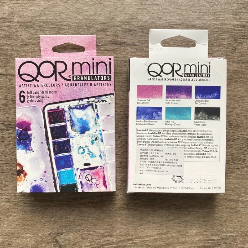 미국 QOR 단색 수채화 안료, 5ml 튜브 팩, 기본 24 색 고채도 다리미 박스 세트, 아티스트 아트 페인팅 용품